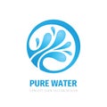 Pure water drops - vector logo template concept illustration. Blue water waves icon symbol. Abstract sign. Design element Royalty Free Stock Photo