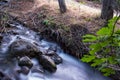 Pure water stream with smooth flow over rocky mountain terrain in the Kakopetria forest in Troodos, Cyprus Royalty Free Stock Photo