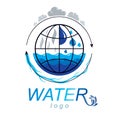 Pure water vector abstract symbol for use in mineral water advertising. Living in harmony with nature concept.