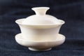 Pure white gaiwan. Chinese porcelain lidded bowl for tea making Royalty Free Stock Photo