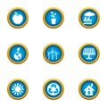 Pure world icons set, flat style Royalty Free Stock Photo