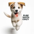 Pure youth crazy. young dog is posing. Cute playful doggy or pet is playing and looking happy