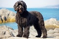 Purebred purebred beautiful dog breed Cao De Agua Portuguese Water.