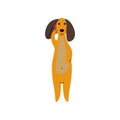 Purebred Brown Dachshund Dog Talking on Phone, Funny Playful Pet Animal Cartoon Character Vector Illustration Royalty Free Stock Photo