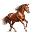 Purebred brown horse isolated on white background. Generative AI Royalty Free Stock Photo