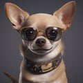 domestic dog background glasses puppy cute chihuahua pet portrait animal yellow. Generative AI.