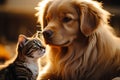 Purebred dog and playful kitten unite in a heartwarming scene