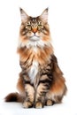 Purebred Maine Coon Cat Sitting Isolated Royalty Free Stock Photo