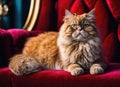 Purebred Persian cat on the couch