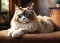 Purebred Ragdoll cat on the couch