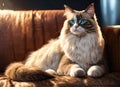 Purebred Ragdoll cat on the couch