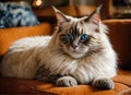 Purebred Ragdoll cat on the couch