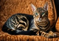 Purebred Toyger cat on the couch