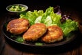 Puree with cutlets, lettuce