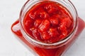 Pureed tomatoes in a glass jar Royalty Free Stock Photo