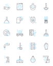 Purging linear icons set. Cleanse, Eliminate, Exorcise, Remove, Evacuate, Dump, Discard line vector and concept signs