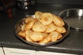 Puri indian food in kitchen Royalty Free Stock Photo