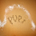 `Puri` - inscription on the sand Royalty Free Stock Photo