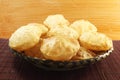 Puri or Poori traditional indian homemade deep fried bread or chapati Royalty Free Stock Photo