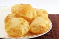 Puri or Poori traditional indian homemade deep fried bread or chapati