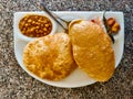 Puri Tarkari or Indian fried bread with vegetables