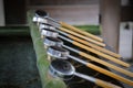 Purification basin shinto shrine. Ladles Royalty Free Stock Photo