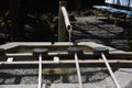 The purification fountain `Chozuya` in the Japanese shrine. Royalty Free Stock Photo