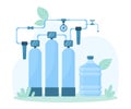 Purification system for clean water production, automation facility, tanks and pipeline