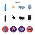 Purification, water, filter, filtration .Water filtration system set collection icons in cartoon,black,flat style vector