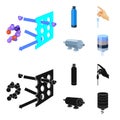 Purification, water, filter, filtration .Water filtration system set collection icons in cartoon,black style vector