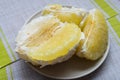 Purified pomelo lying in a plate Royalty Free Stock Photo