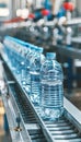 Purified water bottling in plastic containers at a hygienic and sterile production facility