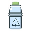 Purified water bottle icon, cartoon style