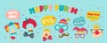 Purim banner template design, Jewish holiday vector illustration . happy Purim in Hebrew. vector illustration- Happy