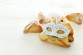 Purim celebration concept & x28;jewish carnival holiday& x29;. Traditional hamantaschen cookies Royalty Free Stock Photo