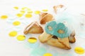 Purim celebration concept & x28;jewish carnival holiday& x29;. Traditional hamantaschen cookies Royalty Free Stock Photo