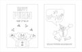 Purim coloring page with funny clowns -can be used for kids fun activity , educate and learning- vector- Happy purim