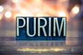 Purim Concept Metal Letterpress Type Royalty Free Stock Photo