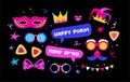 Purim holiday banner with carnival mask and Purim party elements. cards, party invitation and poster.