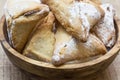 Purim holiday cookies, chocolate-filled cookies Ozne Haman in Hebrew. Haman's ears