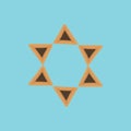 Purim holiday flat design icons of hamantashs in star of david s Royalty Free Stock Photo