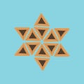 Purim holiday flat design icons of hamantashs in star of david s Royalty Free Stock Photo