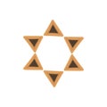 Purim holiday flat design icons of hamantashs in star of david s Royalty Free Stock Photo