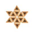 Purim holiday flat design icons of hamantashs in star of david s Royalty Free Stock Photo