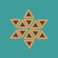 Purim holiday flat design icons of hamantashs in star of david s Royalty Free Stock Photo