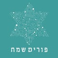 Purim holiday flat design white thin line icons set in star of d Royalty Free Stock Photo