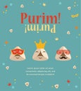 Purim party invitation with hipster Haman Ears Royalty Free Stock Photo