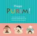 Purim party invitation with hipster Haman Ears
