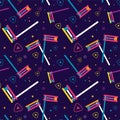 Purim seamless pattern, jewish holiday. traditional Purim item, noise maker