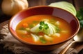 traditional Jewish dish, national Jewish cuisine, Vegetarian Kale Soup, hearty white bean soup decorated with herbs, vegan Royalty Free Stock Photo